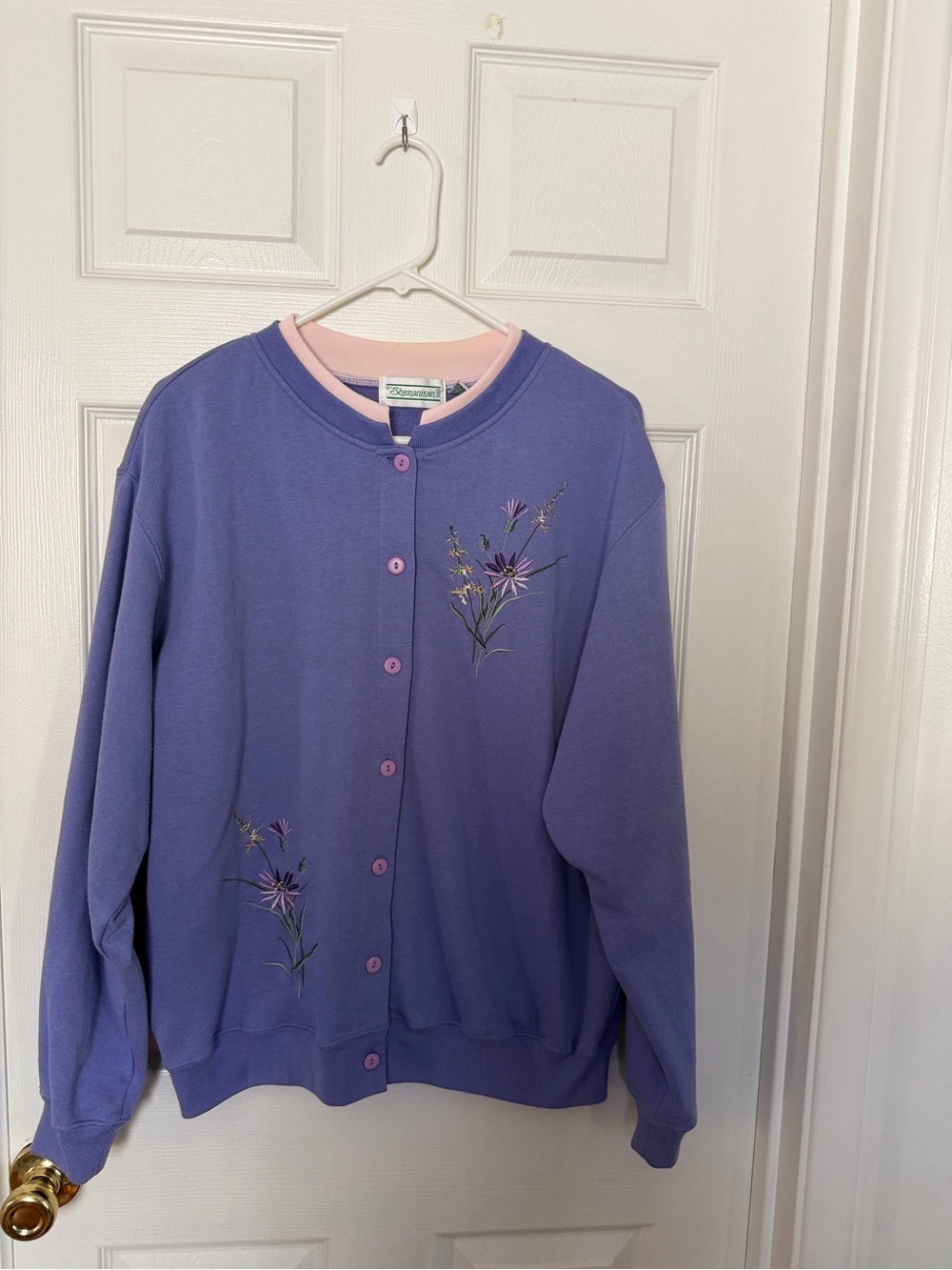 Vintage 90s Shenanigans Purple Embroidered Cottagecore Granny Sweater
